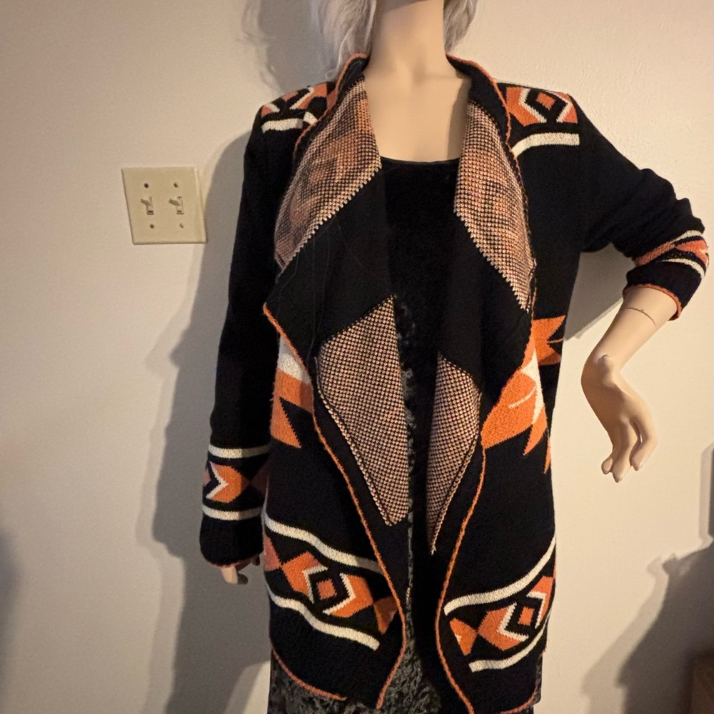 Sisters Aztec Black and Orange Cardigan